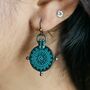 Vintage India Ethnic Engraved Dangle Drop Earrings, thumbnail 1 of 7