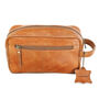 'Stanley' Men's Leather Wash Bag In Tan, thumbnail 2 of 9