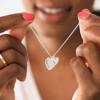 Personalised Sterling Silver Double Heart Necklace, 5 of 11