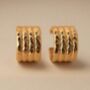 Hammered Molten Hoops 18k Gold Plated Earrings, thumbnail 3 of 4