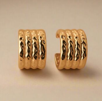 Hammered Molten Hoops 18k Gold Plated Earrings, 3 of 4