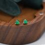 Natural Green Onyx Stud Earrings In Sterling Silver, thumbnail 1 of 12