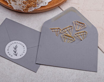 Gold Paper Clips Diamond, Metal Paperclip For Wedding Or Office Stationery, 2 of 2