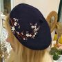 Hand Embroidered Flower Beret Hat, thumbnail 1 of 5