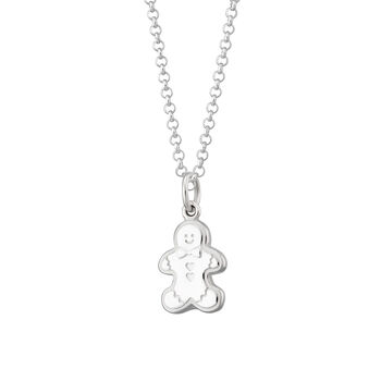 Gingerbread Man Necklace, Silver Or Gold Plated, 10 of 10
