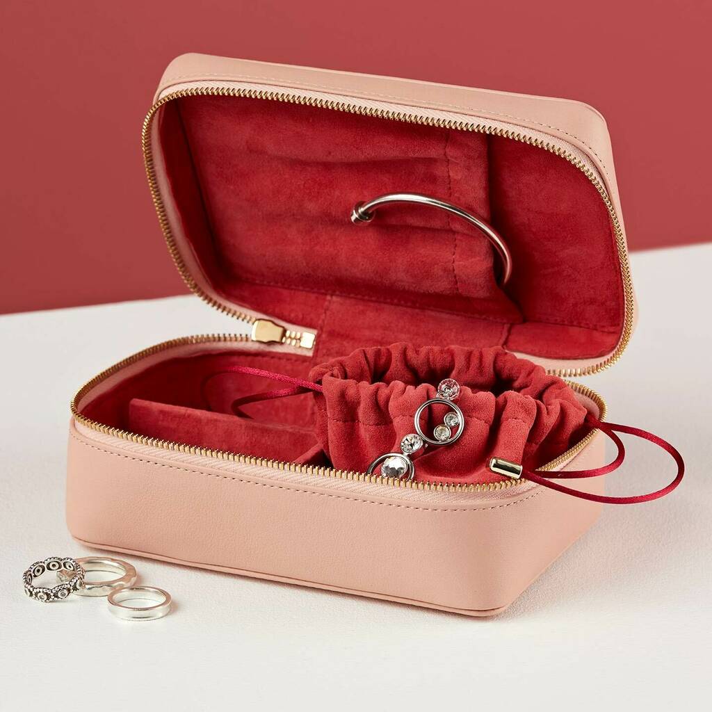 personalised luxury soft leather jewellery case by stow