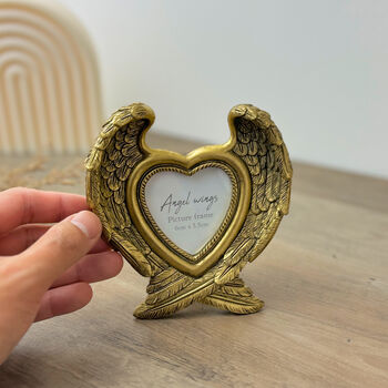 Standing Gold Angel Wing Photo Frame Remembrance Gift, 6 of 9