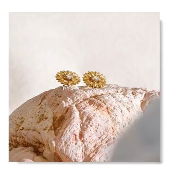 Cannes D’or Gold Crystal Flower V Gift Mini Stud Earrings, 4 of 7