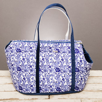The Richmond Blue And White Floral Dog Carrier, 2 of 10