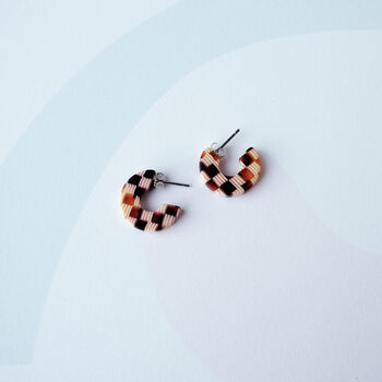 Honey Checker Super Mini Hoop Earrings, 4 of 7