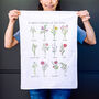 12 Birth Flowers Of The Year Tea Towel, thumbnail 3 of 3