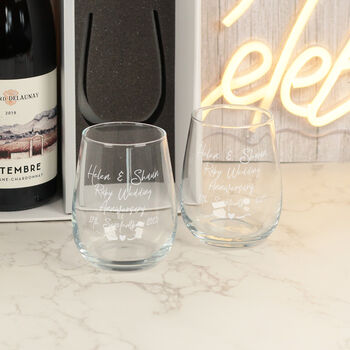 Anniversary Wine Splash Heart Bottle Box And Glasses Gift Set, 2 of 5