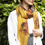 Gold Effect Summer Florals Print Scarf, thumbnail 3 of 11