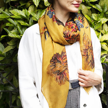 Gold Effect Summer Florals Print Scarf, 3 of 11