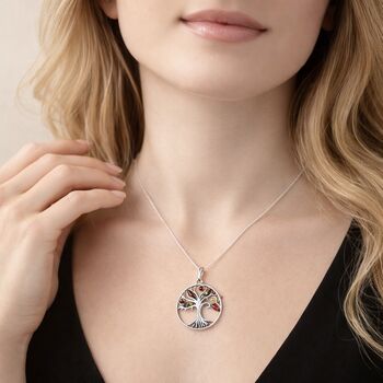 Personalised Oxidised Sterling Silver Baltic Amber Tree Of Life Pendant Necklace, 2 of 8