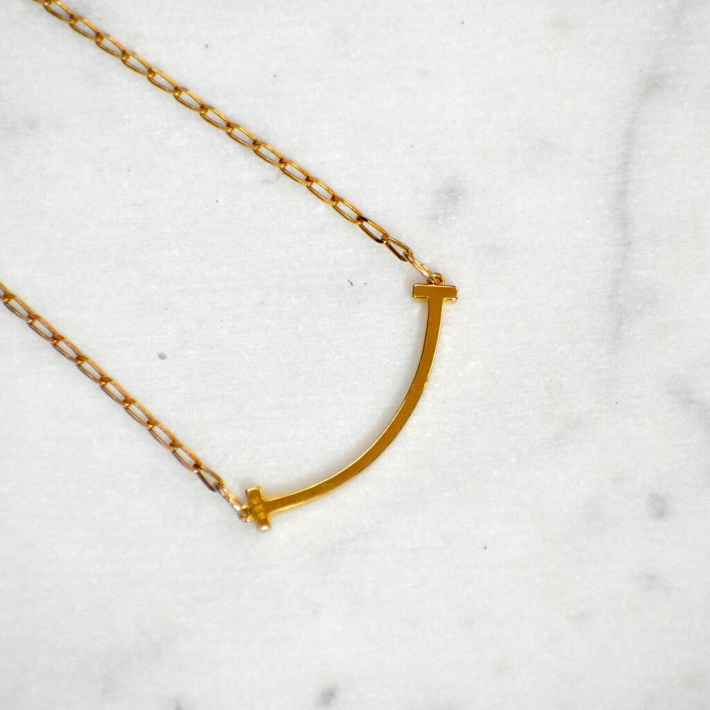 Smile Pendant Necklace In Sterling Silver By Jiya Jewellery