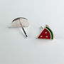 Sterling Silver Watermelon Stud Earrings, thumbnail 2 of 6