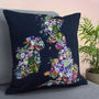 Personalised Map Couples Sofa Cushion In Floral Design, thumbnail 1 of 3