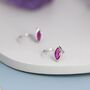 Marquise Ruby Pink Cz Huggie Hoops In Sterling Silver, thumbnail 4 of 12