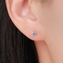 Tiny Sapphire Blue Cz Star Stud Earrings In Sterling Silver, thumbnail 1 of 12