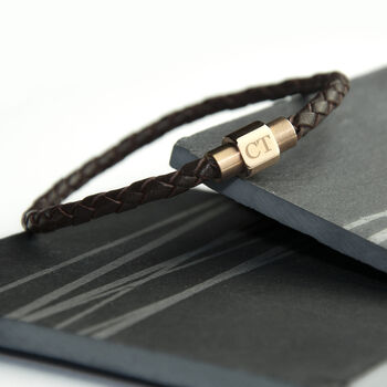 Personalised Rose Gold Plated Clasp Leather Bracelet, 2 of 5