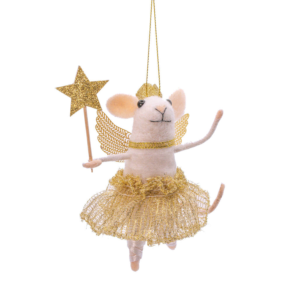 Christmas Fairy Mouse With Wand Hanging Decoration