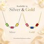 Personalised Baguette Cut Shaped Family Birthstones Necklace, thumbnail 7 of 10