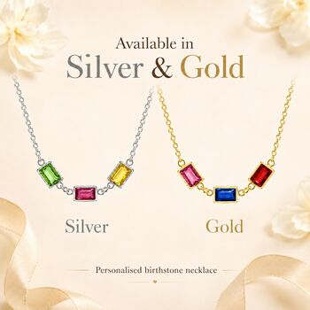 Personalised Baguette Cut Shaped Family Birthstones Necklace, 7 of 10