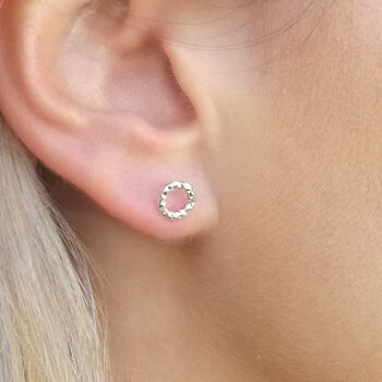 Sterling Silver Faceted Circle Studs, 2 of 6