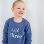 'Wild + Three' Embroidered 3rd Birthday Sweatshirt, thumbnail 2 of 6