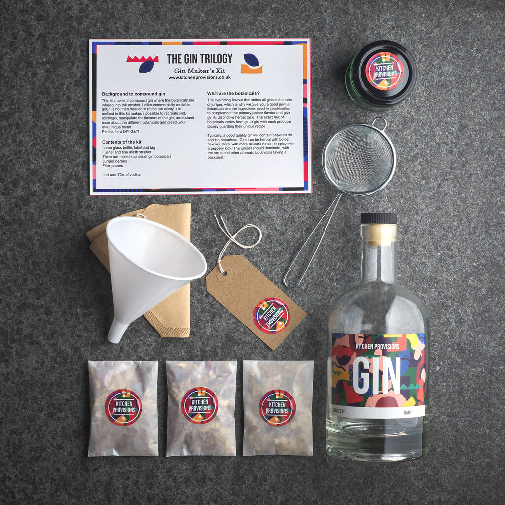 Personalised Bottle Included Gin Making Kit Make Your own Homemade Artisan Gin in just a Few Days! 