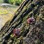 Red Rose Drop Earrings, Silver Plated, thumbnail 3 of 6