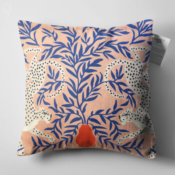 Ethnic Cushion Cover Double Cheetahs In Blue Leaves, 5 of 7