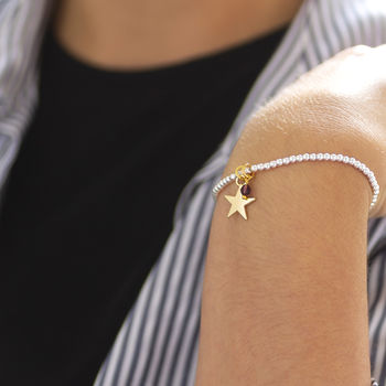 Personalised Gold Plated Star Beaded Charm Bracelet, 2 of 10