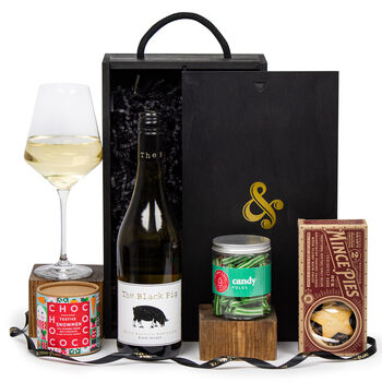 White Wine And Festive Sweet Treats In A Wooden Box, 2 of 3