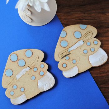 Ceramic Coasters Blue Spotty Toadstool Mushroom, 2 of 6