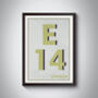 E14 East Ham Typography Postcode Print, thumbnail 7 of 10