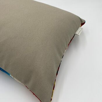 Oblong Ikat Velvet Cushion Multi Zigzag, 5 of 9