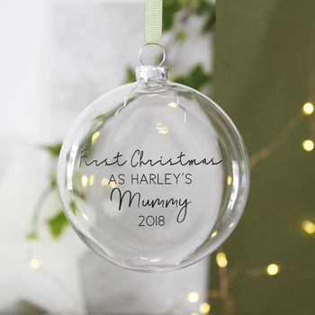 First Christmas As A Mum Glass Bauble, 3 of 4