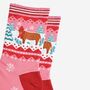 Women's Bamboo Socks Pink Christmas Highland Cow, thumbnail 3 of 5