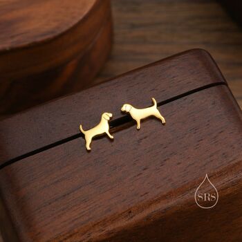 Sterling Silver Tiny Beagle Dog Stud Earrings, 4 of 11