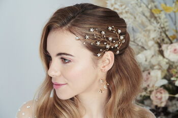 Celestial Star Bridal Hairvine And Earrings Lunella, 3 of 6
