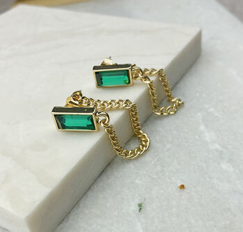 Emerald Dangle Drop Earring, 2 of 4