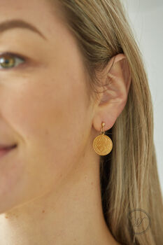Handmade 24k Gold Plated Coin Earrings With Ear Posts, 6 of 10