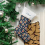 Personalised Christmas Stocking Gingerbread House Design Navy, thumbnail 2 of 4