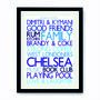 Personalised 'Favourite Things' Framed Print: Blues, thumbnail 1 of 6
