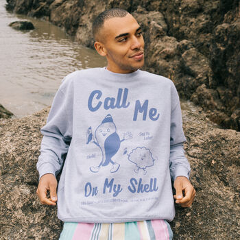 Call Me On My Shell Men's Staycation Slogan Sweatshirt, 2 of 4