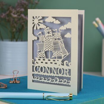 Personalised Papercut Pirate Birthday Card, 4 of 6