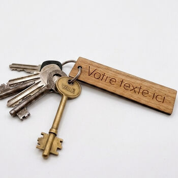 Personalised French Text Wooden Keyring Gift, 3 of 4
