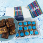 'Happy Birthday Stripes' Indulgent Brownie Gift Box, thumbnail 2 of 2